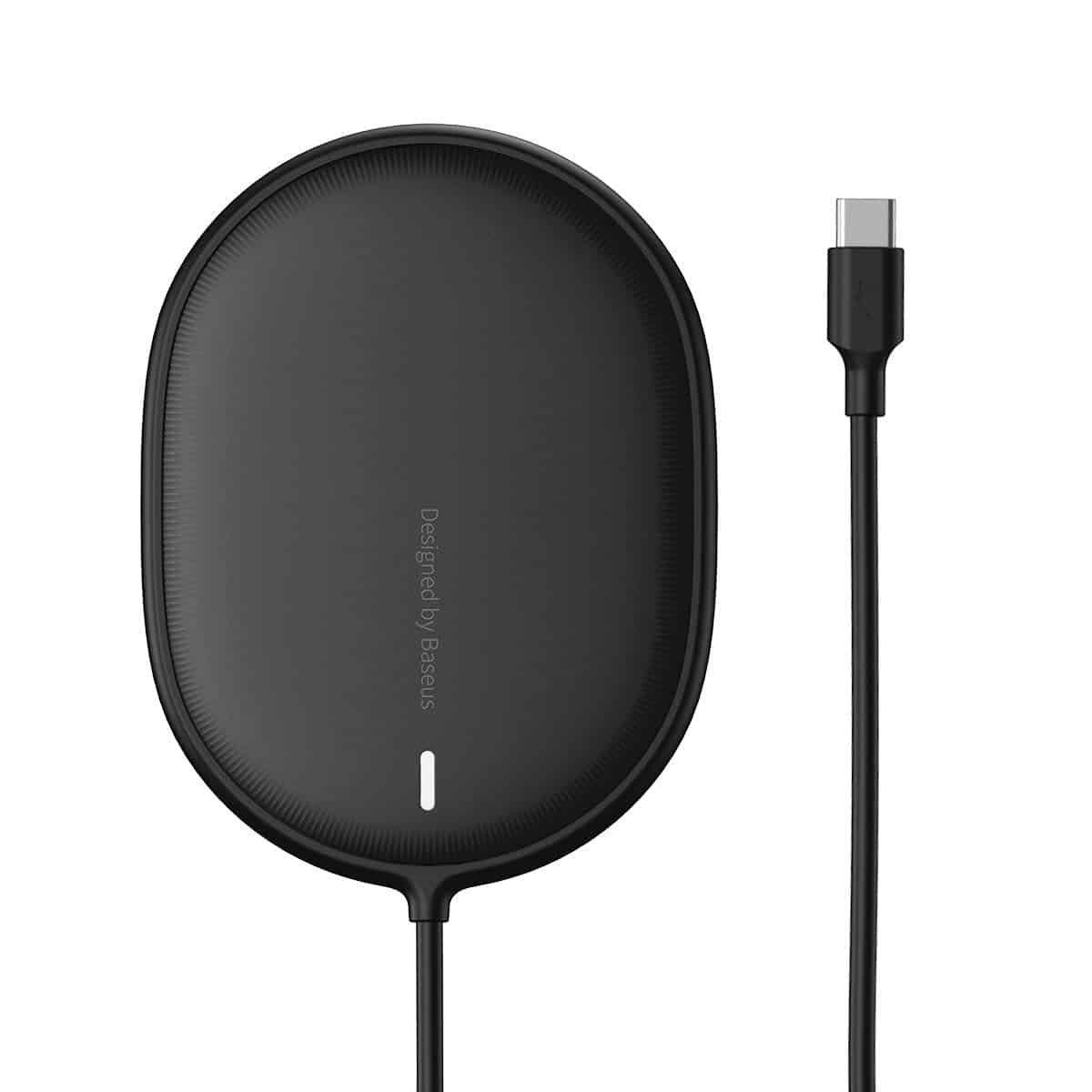 Baseus Light Magnetic Wireless Charger, MagSafe Compatible with iPhone 12 13 14 15 16 17 Series, Type-C, 15W Fast Charging, 1.5M Cable, Black/White/Blue (Black)