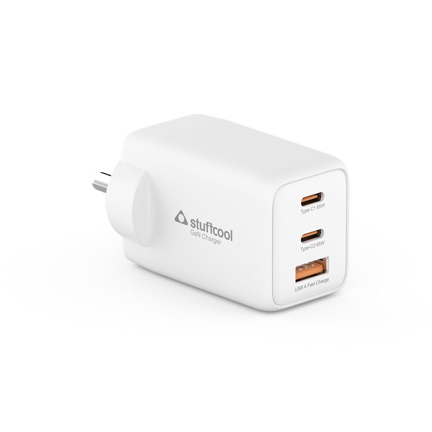 Stuffcool Numen 65, Smallest 65W GaN Charger with Dual USB-C PD PPS & USB-A, SFC 2.0 & 3.0, AVS Compatible, Fast Charging for MacBook Air, iPhone, Pixel & Samsung, Made in India