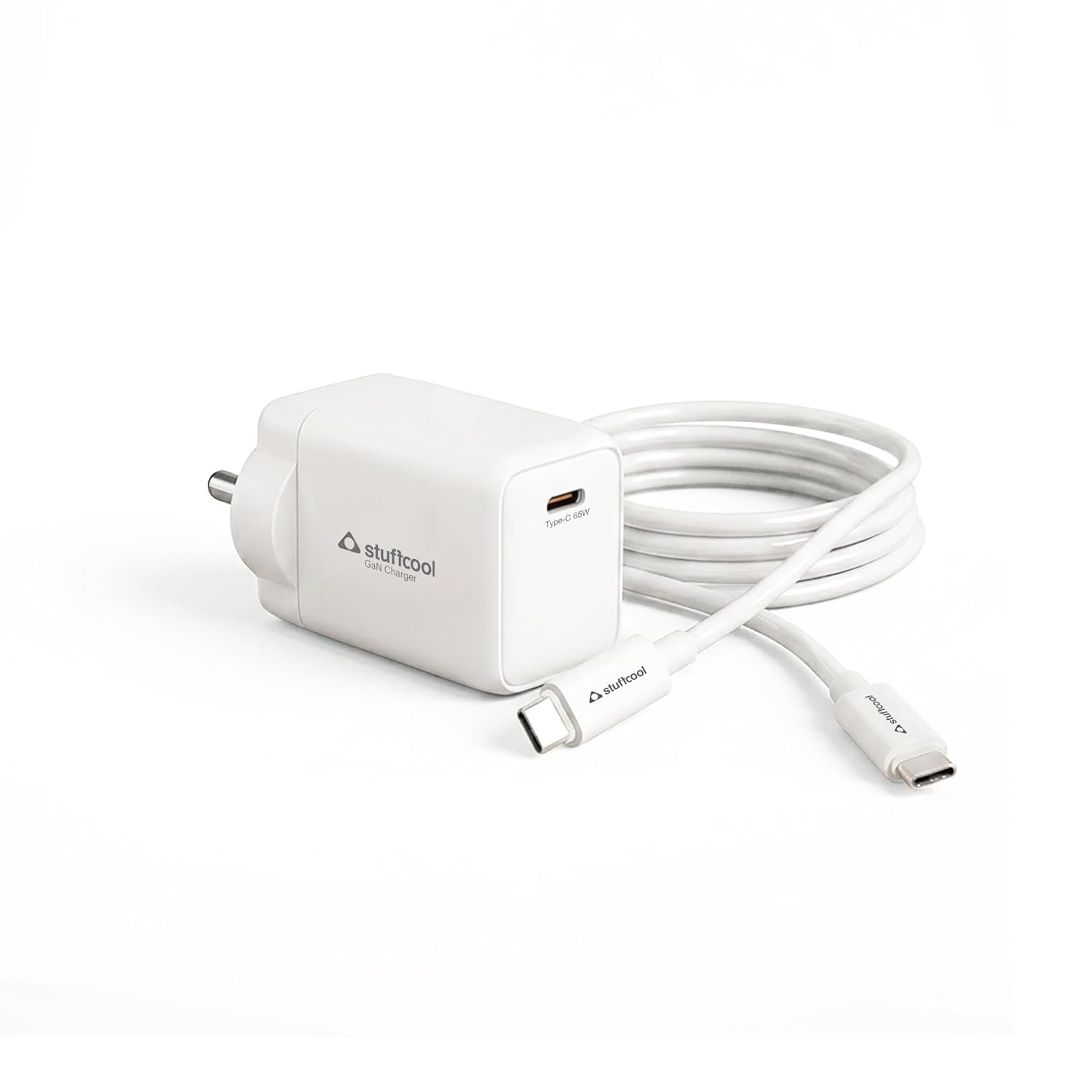 Stuffcool Numen 65C, Smallest 65W GaN Charger with USB-C PD PPS, SFC 2.0/3.0, AVS Compatible, 100W Type-C Cable Included, for MacBook Air, iPhone, Pixel & Samsung, Made in India