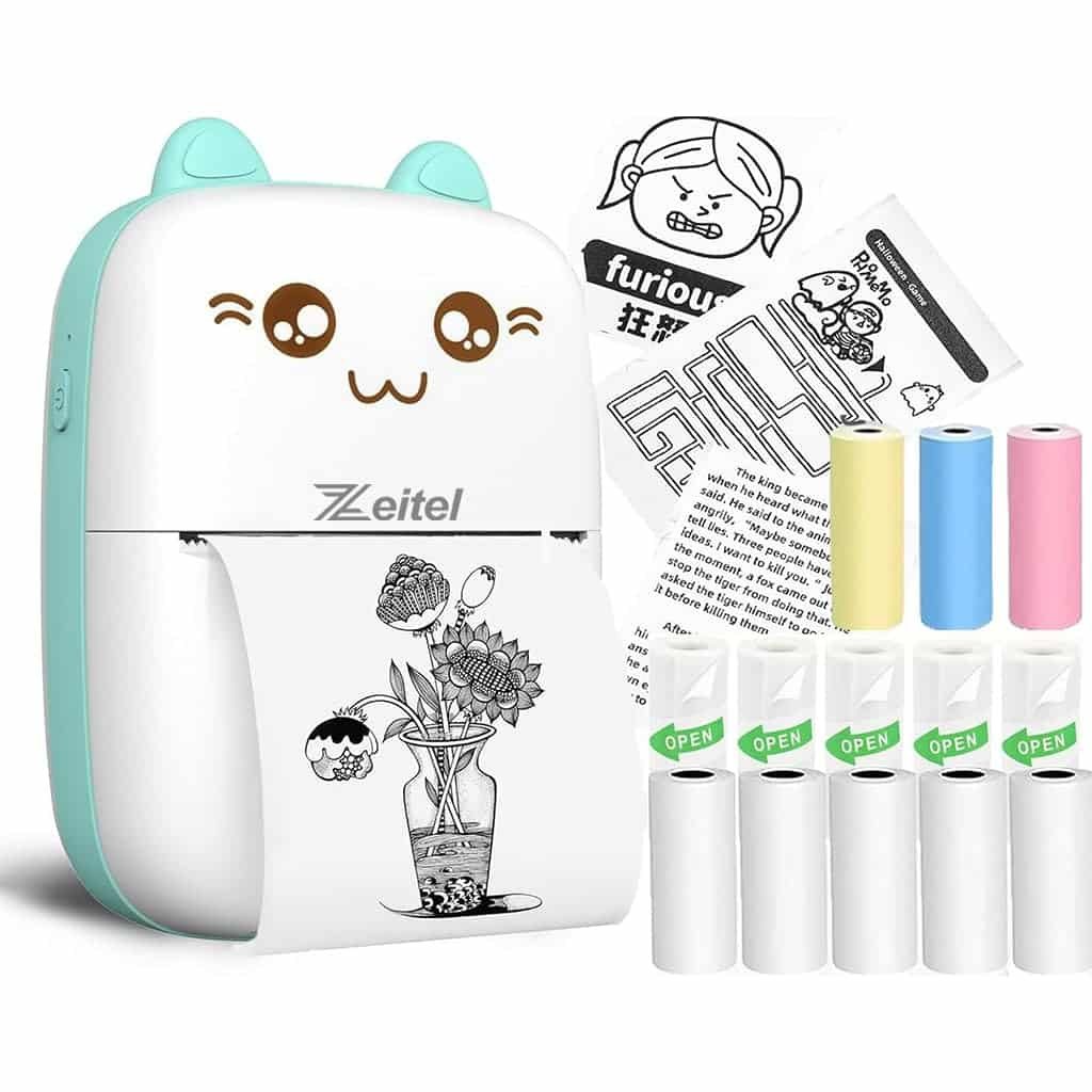 ZEITEL Mini Thermal Printer Bluetooth Compatible Android iOS 13 Rolls | Fast Thermal Print, Mobile Notes and Labels, Inkfree Paper, Bluetooth Link, Compact Build