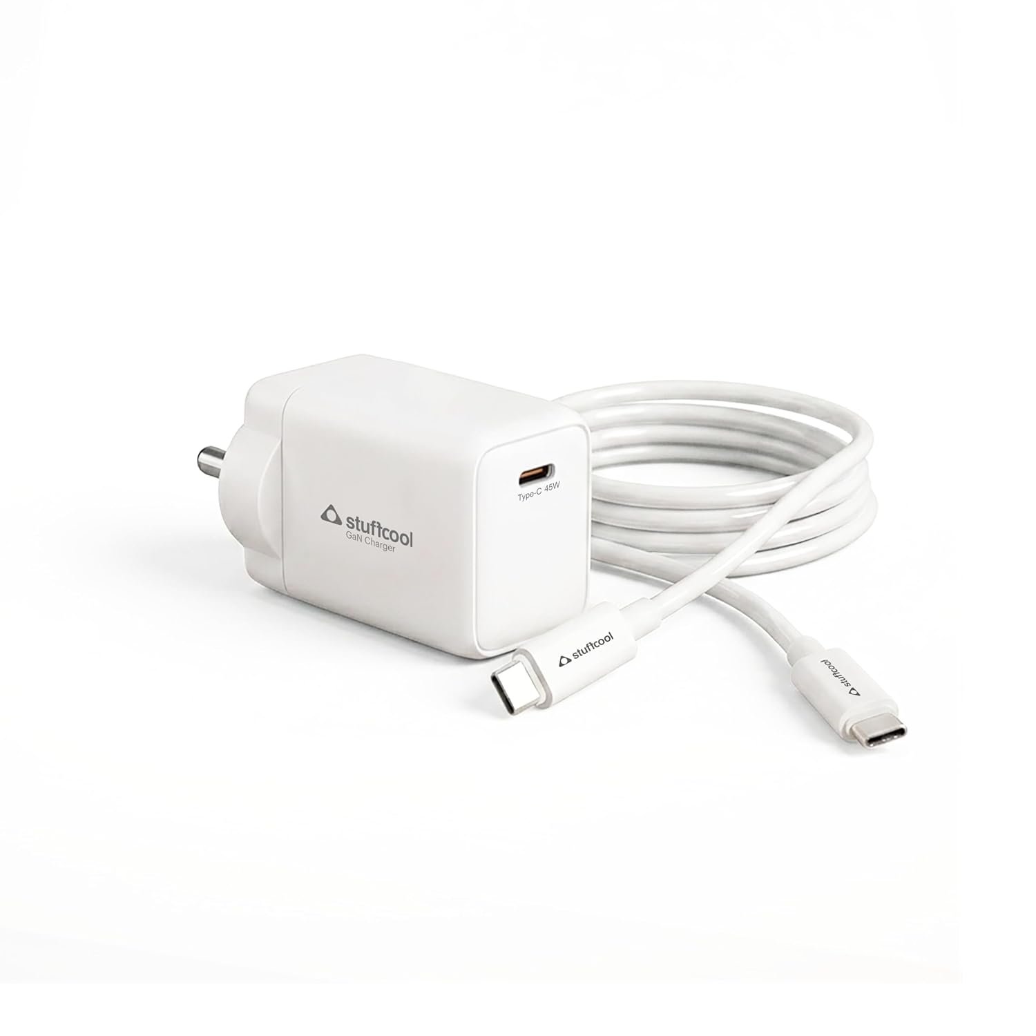 Stuffcool Numen 45W GaN Fast Charger with 45W PD PPS, Supports SFC 2.0 & AVS, Charges iPhone 17 Pro 50% in 20 mins, Samsung Galaxy, Pixel & MacBook Air, with 100W 5A C to C Cable, Made in India